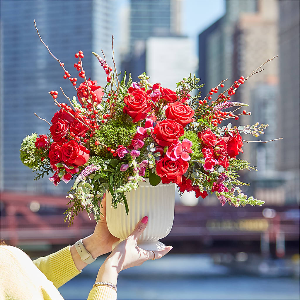 Big Red Bow Bouquet – Flower Shop Of Farmingdale, Farmingdale NY