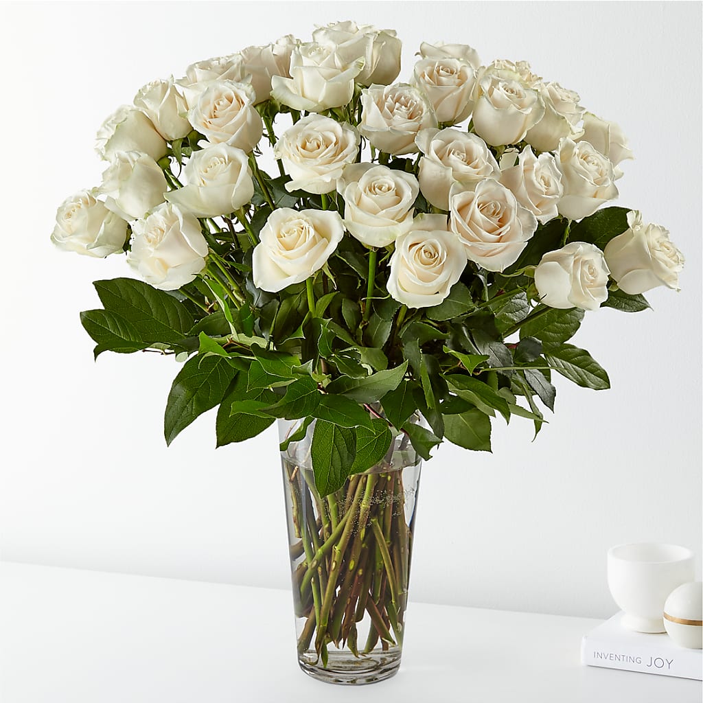 Long Stem White Rose Bouquet – Flower Shop Of Farmingdale, Farmingdale NY