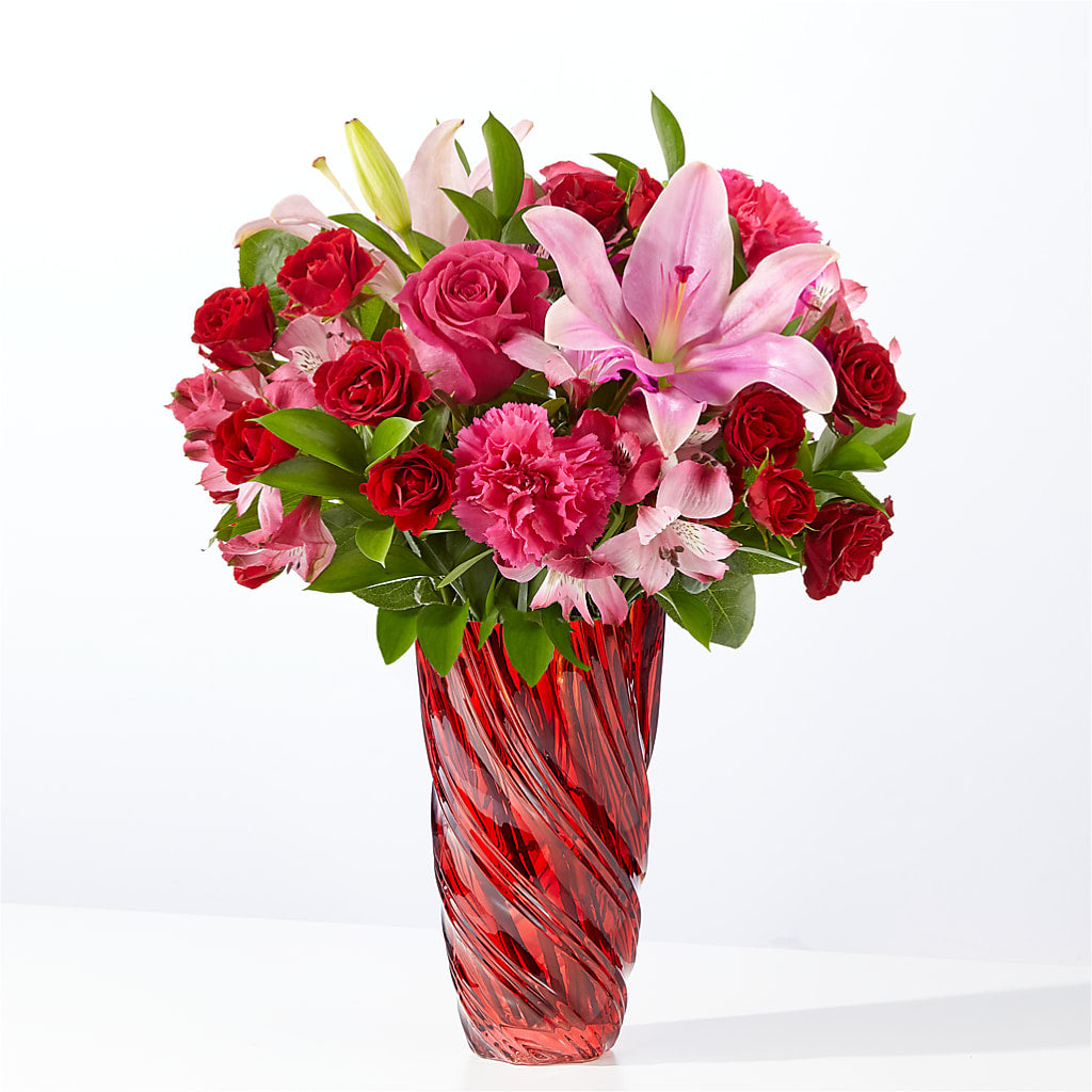 In Love Bouquet with Luxe Swirl Vase – Flower Shop Of Farmingdale, Farmingdale NY