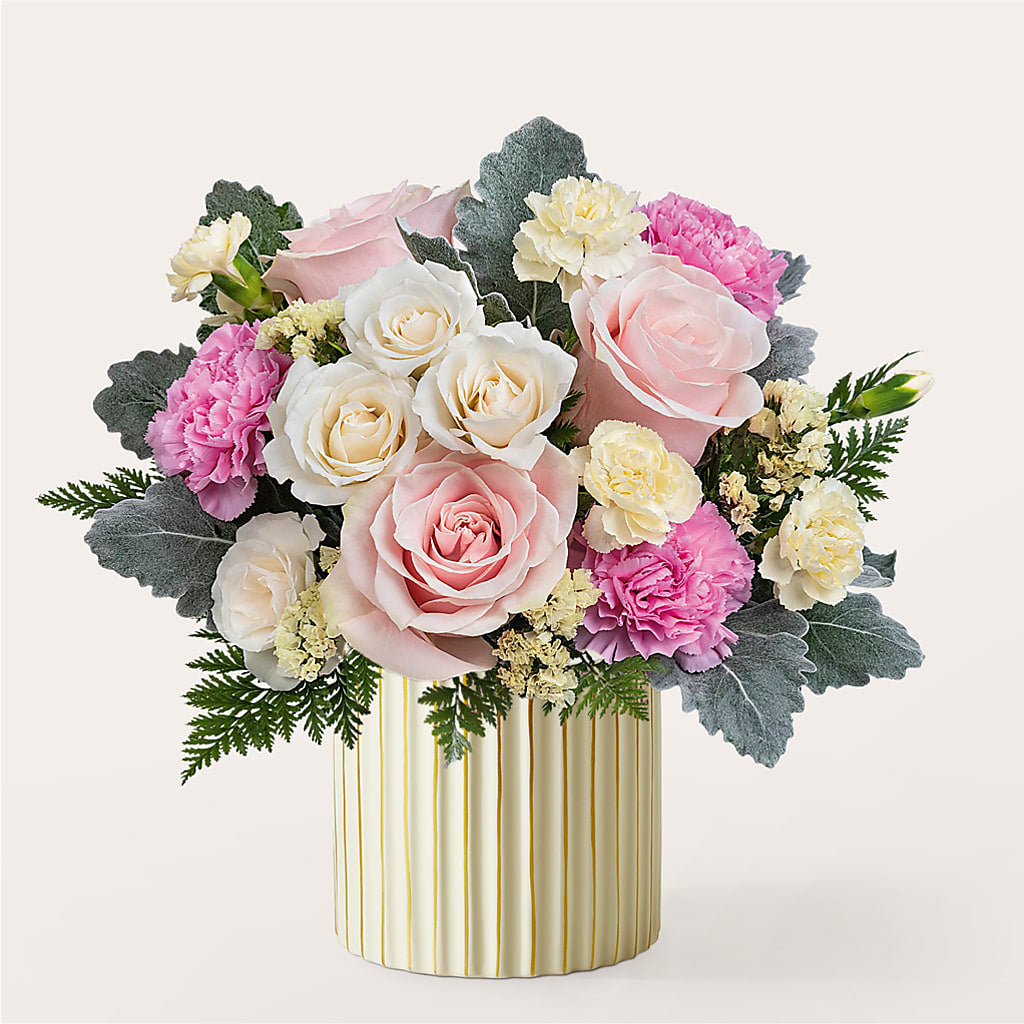 Blissful Moments Bouquet with Ivory Vase – Flower Shop Of Farmingdale, Farmingdale NY