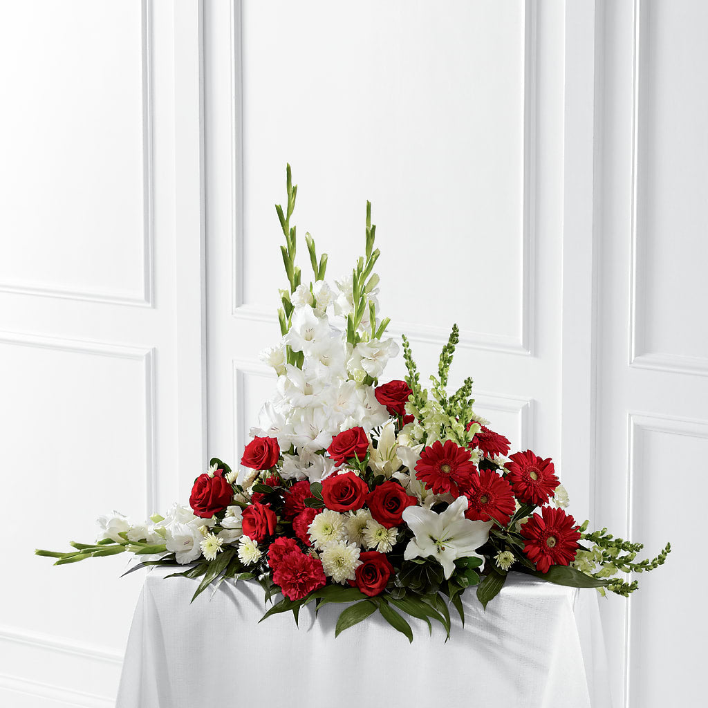 Crimson & White Arrangement – Flower Shop Of Farmingdale, Farmingdale NY