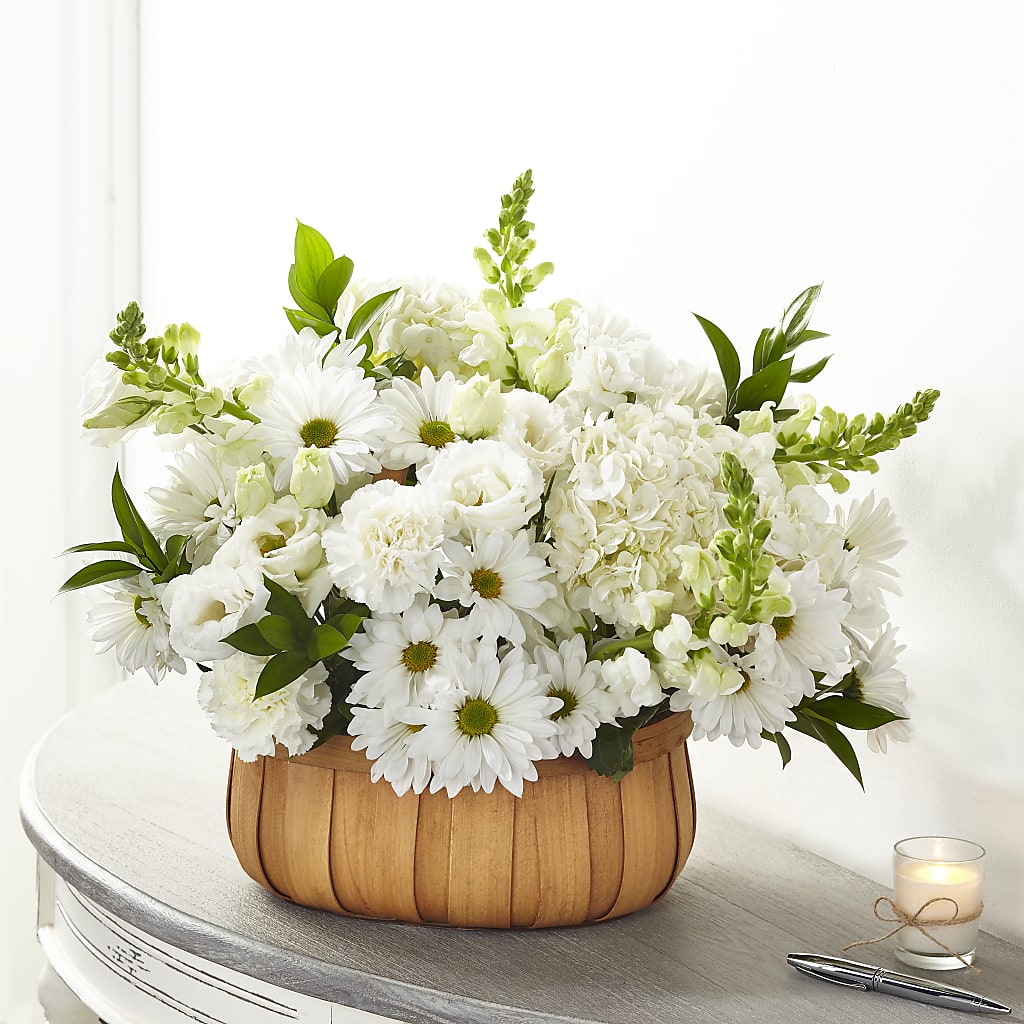 Pure Ivory Basket – Flower Shop Of Farmingdale, Farmingdale NY