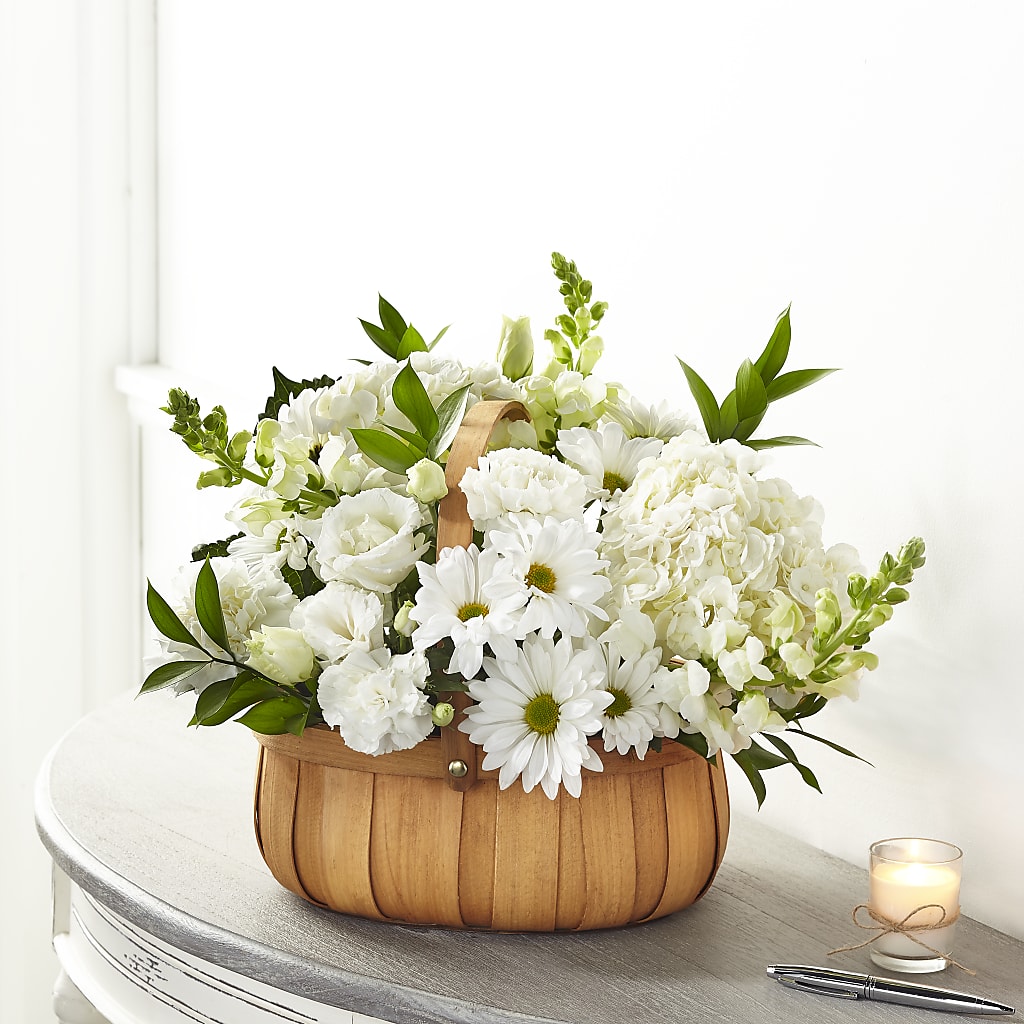 Pure Ivory Basket – Flower Shop Of Farmingdale, Farmingdale NY