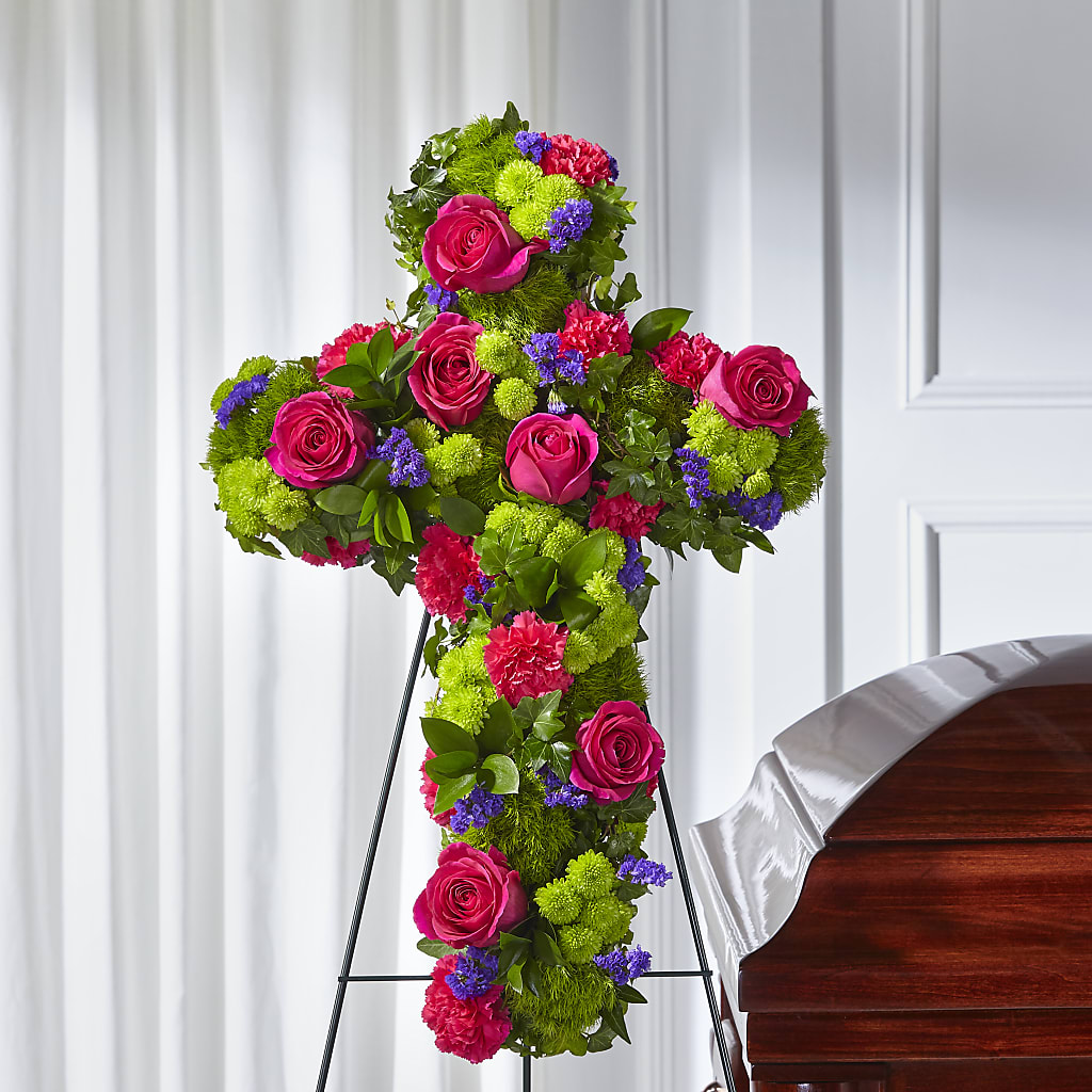 Tribute Rose Floral Cross – Flower Shop Of Farmingdale, Farmingdale NY