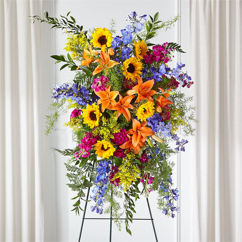 Sunlit Memories Standing Spray (Standard) – Flower Shop Of Farmingdale, Farmingdale NY