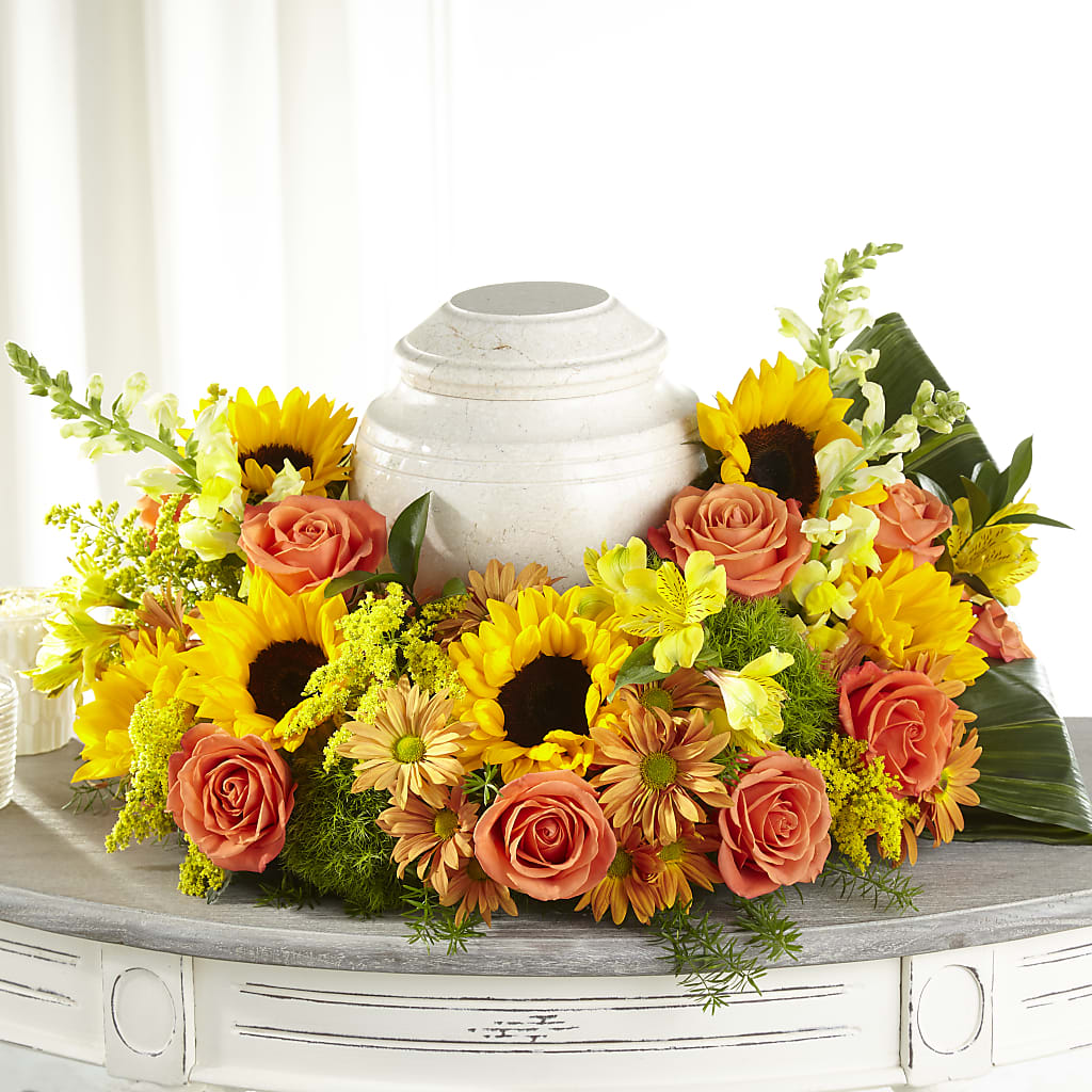 Faithful Sunflower Cremation Adornment – Flower Shop Of Farmingdale, Farmingdale NY