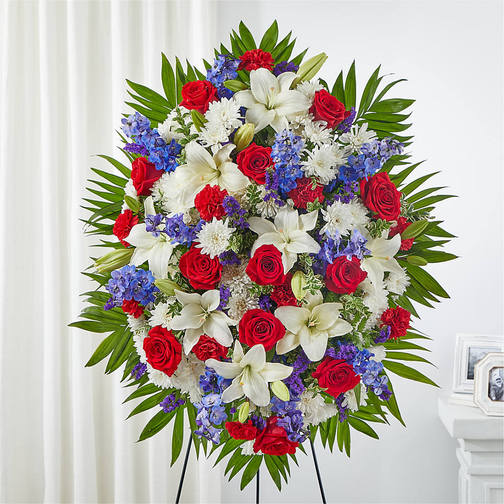 Cherished Service Standing Spray – Flower Shop Of Farmingdale, Farmingdale NY