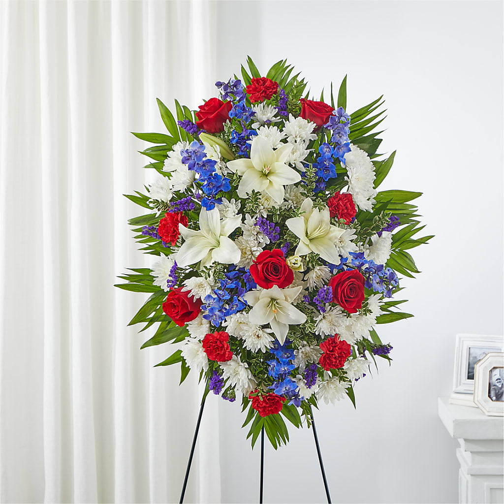 Cherished Service Standing Spray – Flower Shop Of Farmingdale, Farmingdale NY