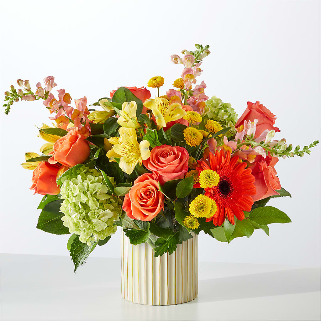 Autumn Sunshine Bouquet with Ivory Vase – Flower Shop Of Farmingdale, Farmingdale NY