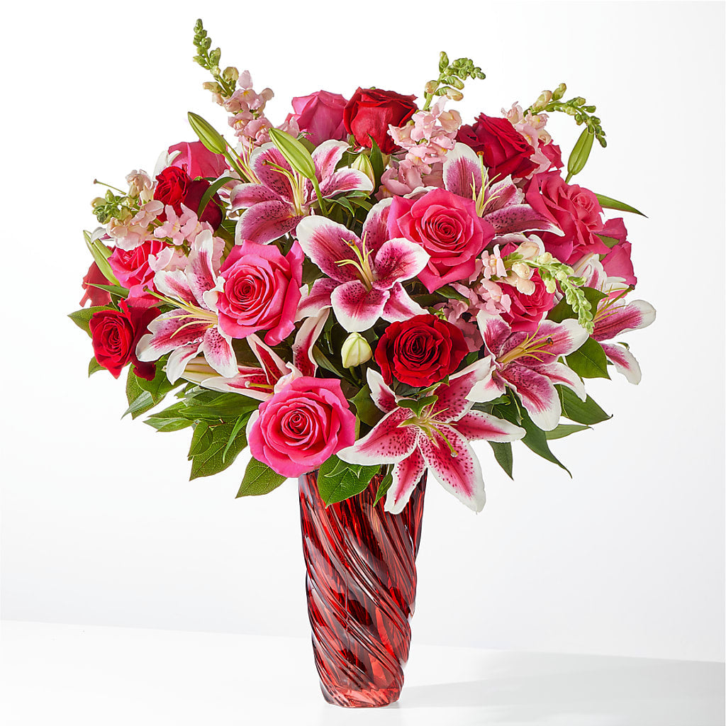 Always You Bouquet with Luxe Swirl Vase – Flower Shop Of Farmingdale, Farmingdale NY