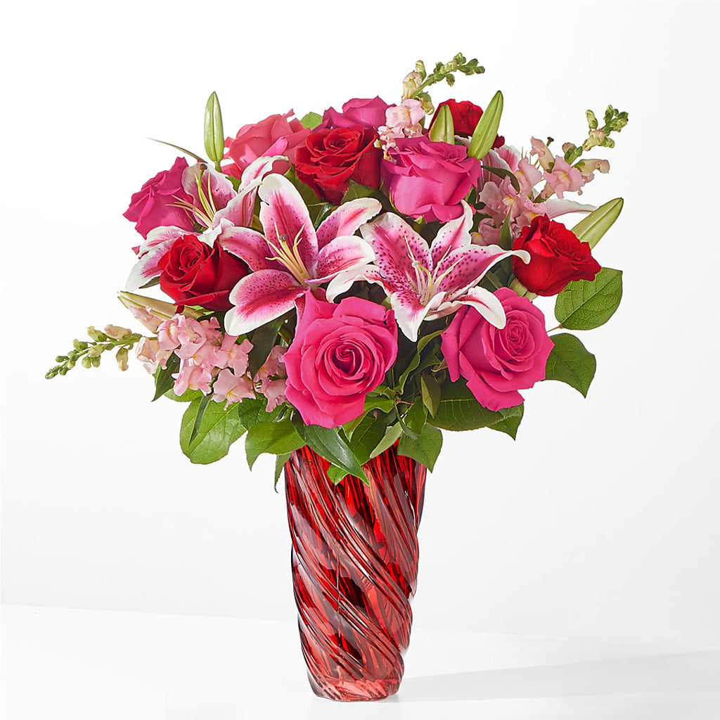 Always You Bouquet with Luxe Swirl Vase – Flower Shop Of Farmingdale, Farmingdale NY