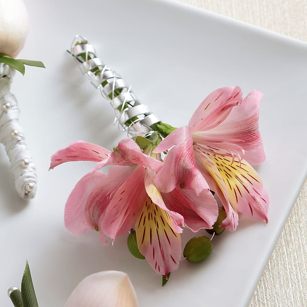 Pink Peruvian Lily Boutonniere – Flower Shop Of Farmingdale, Farmingdale NY