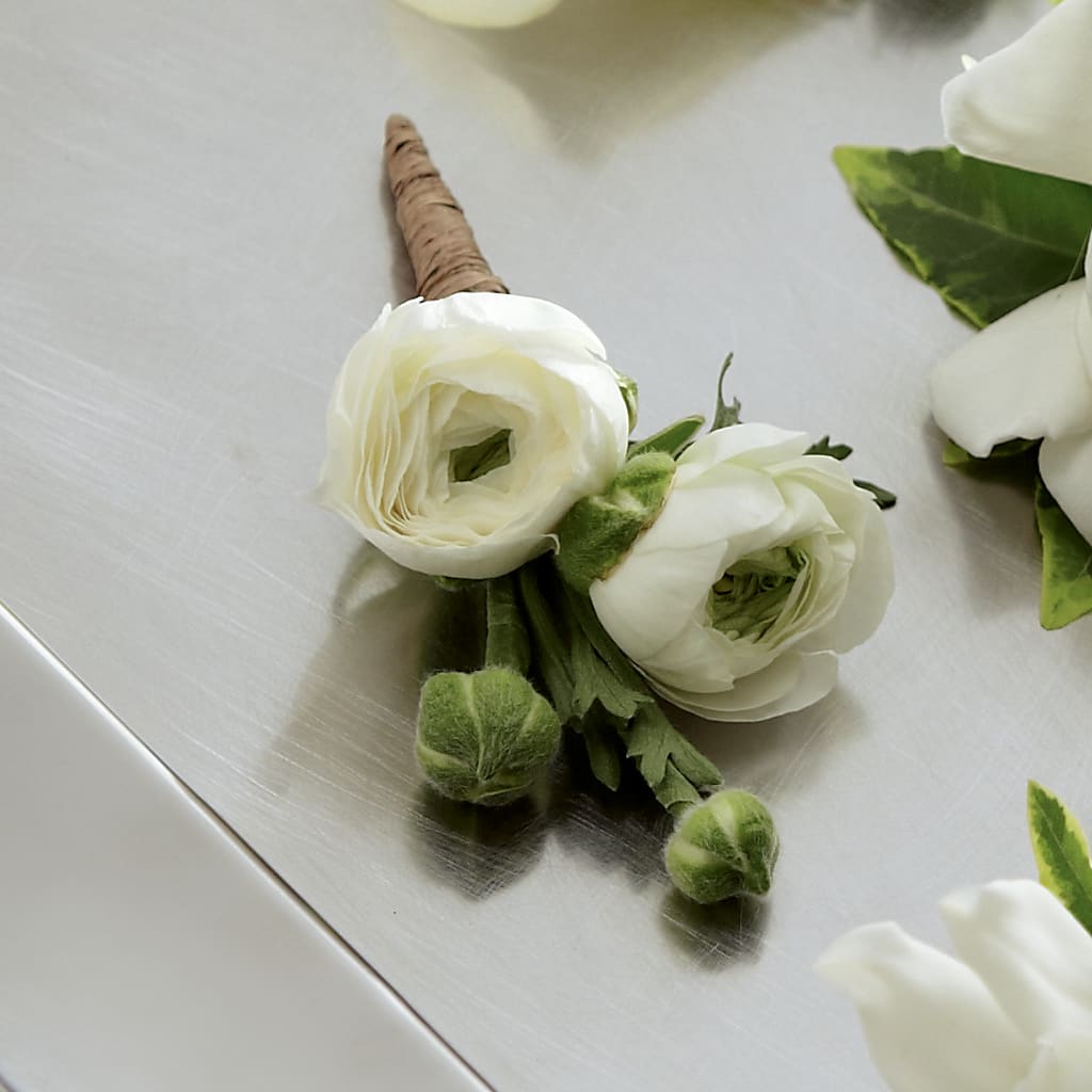 White Ranunculus Boutonniere – Flower Shop Of Farmingdale, Farmingdale NY