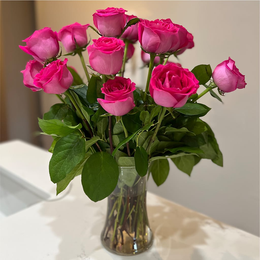 Long Stem Pink Rose Bouquet –  Flower Shop Of Farmingdale, Farmingdale NY
