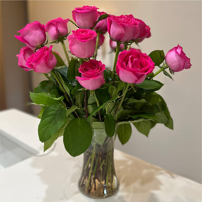Long Stem Pink Rose Bouquet –  Flower Shop Of Farmingdale, Farmingdale NY