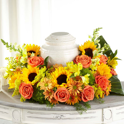 Faithful Sunflower Cremation Adornment –  Flower Shop Of Farmingdale, Farmingdale NY