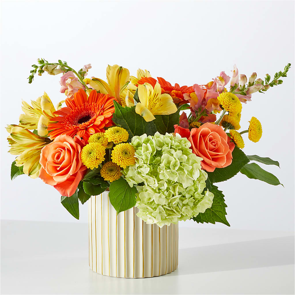 Autumn Sunshine Bouquet with Ivory Vase –  Flower Shop Of Farmingdale, Farmingdale NY