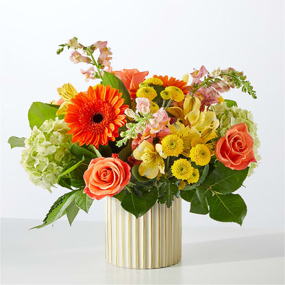 Autumn Sunshine Bouquet with Ivory Vase –  Flower Shop Of Farmingdale, Farmingdale NY
