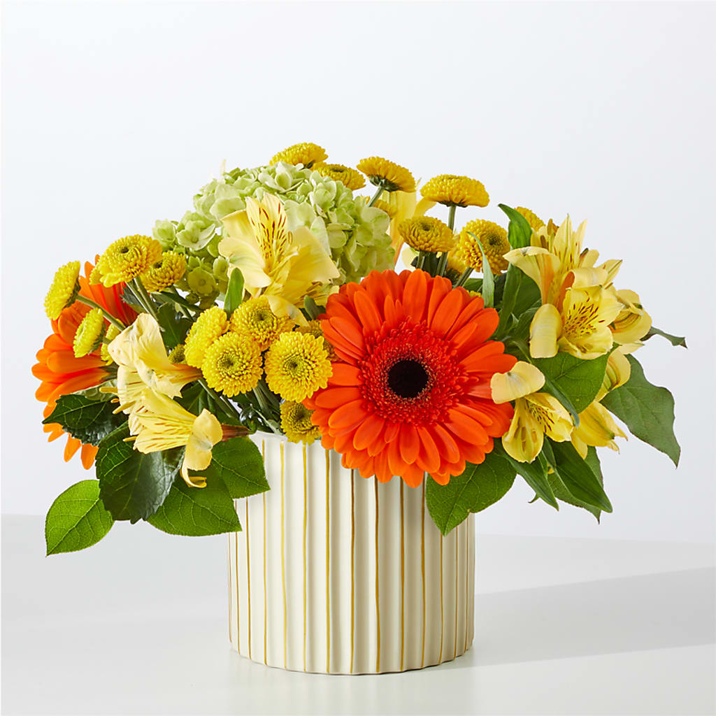 Autumn Sunshine Bouquet with Ivory Vase –  Flower Shop Of Farmingdale, Farmingdale NY