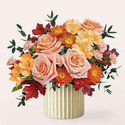 Spiced Latte Bouquet with Ivory Vase –  Flower Shop Of Farmingdale, Farmingdale NY
