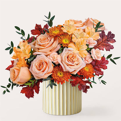 Spiced Latte Bouquet with Ivory Vase –  Flower Shop Of Farmingdale, Farmingdale NY