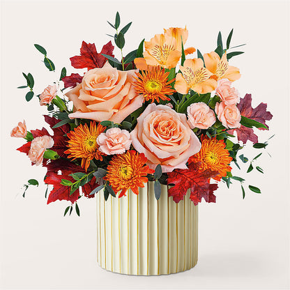 Spiced Latte Bouquet with Ivory Vase –  Flower Shop Of Farmingdale, Farmingdale NY