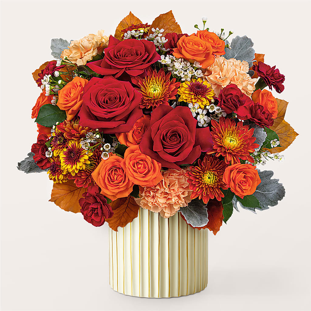 Merlot Bouquet with Ivory Vase –  Flower Shop Of Farmingdale, Farmingdale NY