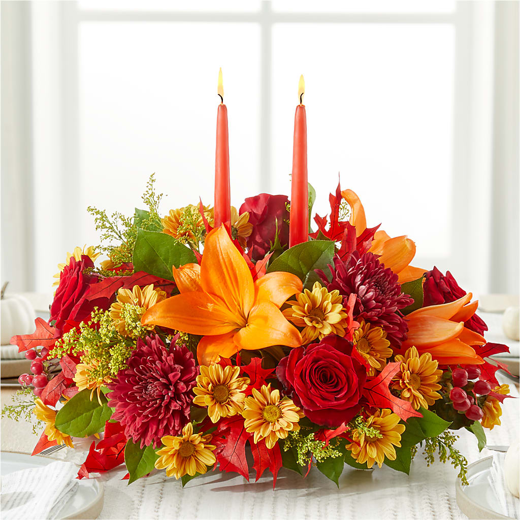 Autumn's Embrace Centerpiece –  Flower Shop Of Farmingdale, Farmingdale NY