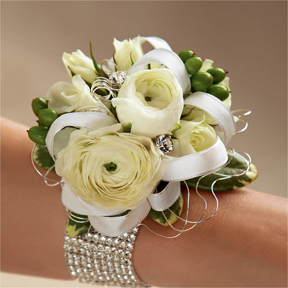 White Wedding Corsage –  Flower Shop Of Farmingdale, Farmingdale NY